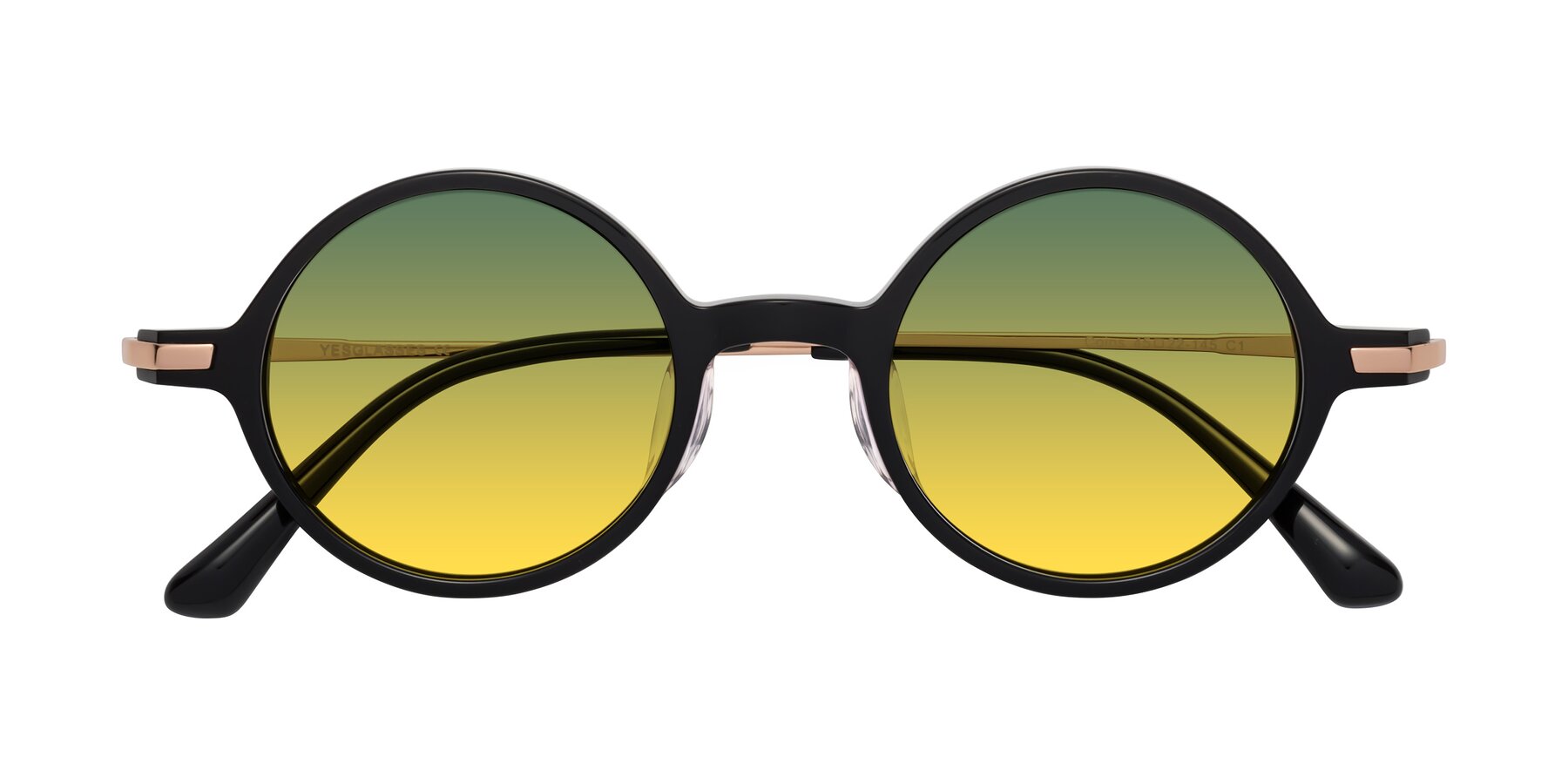 Folded Front of Coins in Black with Green / Yellow Gradient Lenses