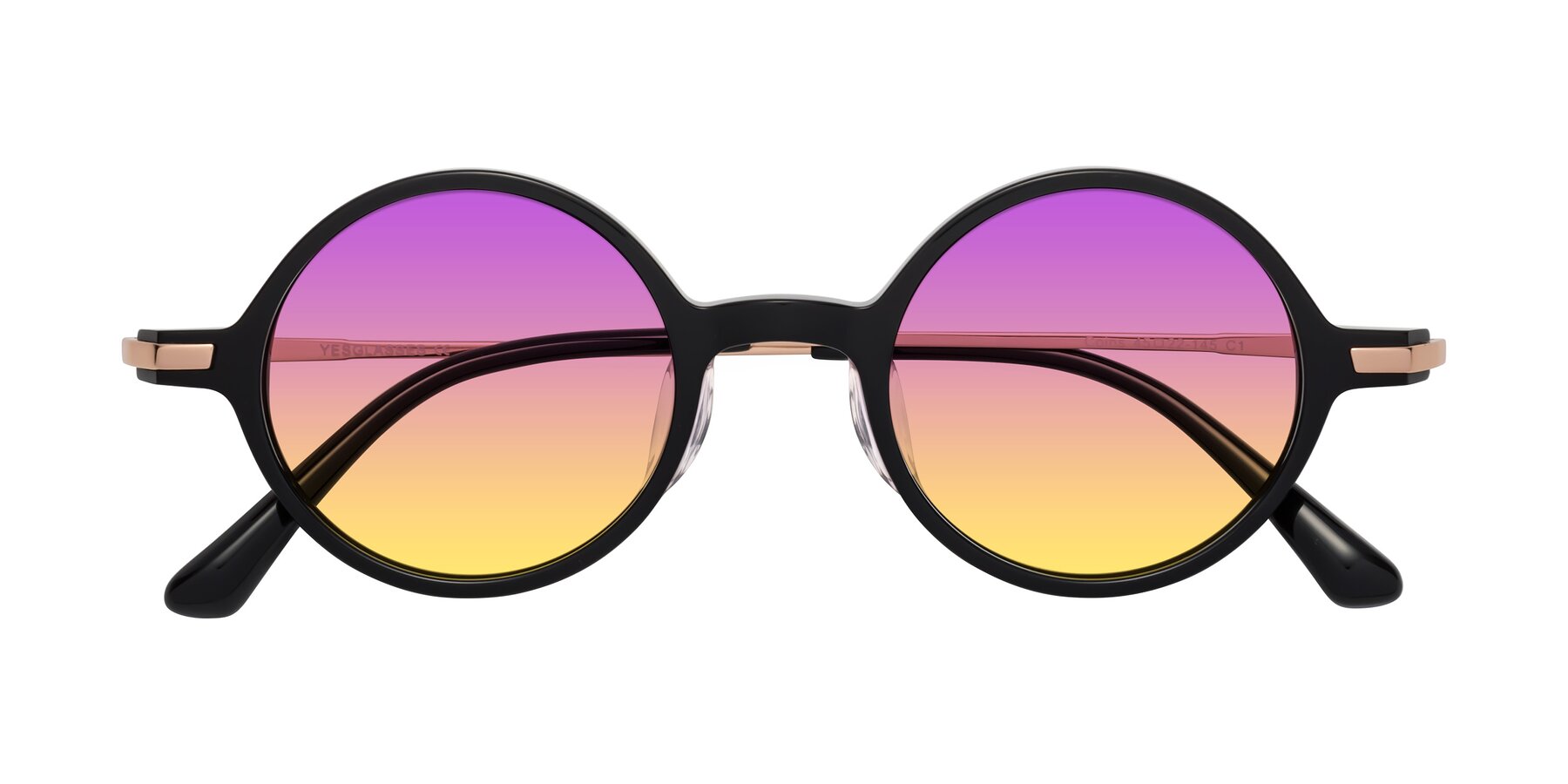 Folded Front of Coins in Black with Purple / Yellow Gradient Lenses