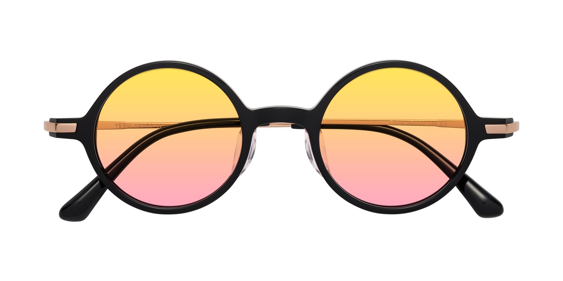 Folded Front of Coins in Black with Yellow / Pink Gradient Lenses