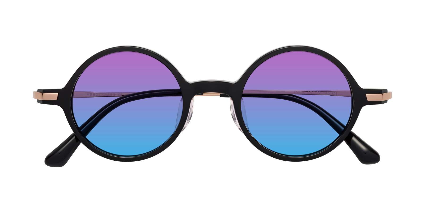 Folded Front of Coins in Black with Purple / Blue Gradient Lenses