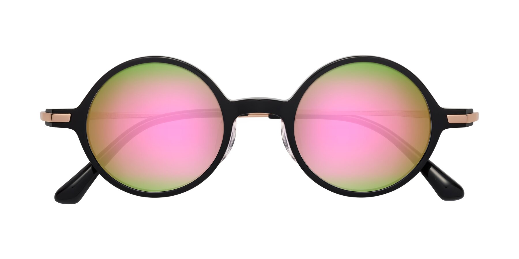 Folded Front of Coins in Black with Pink Mirrored Lenses