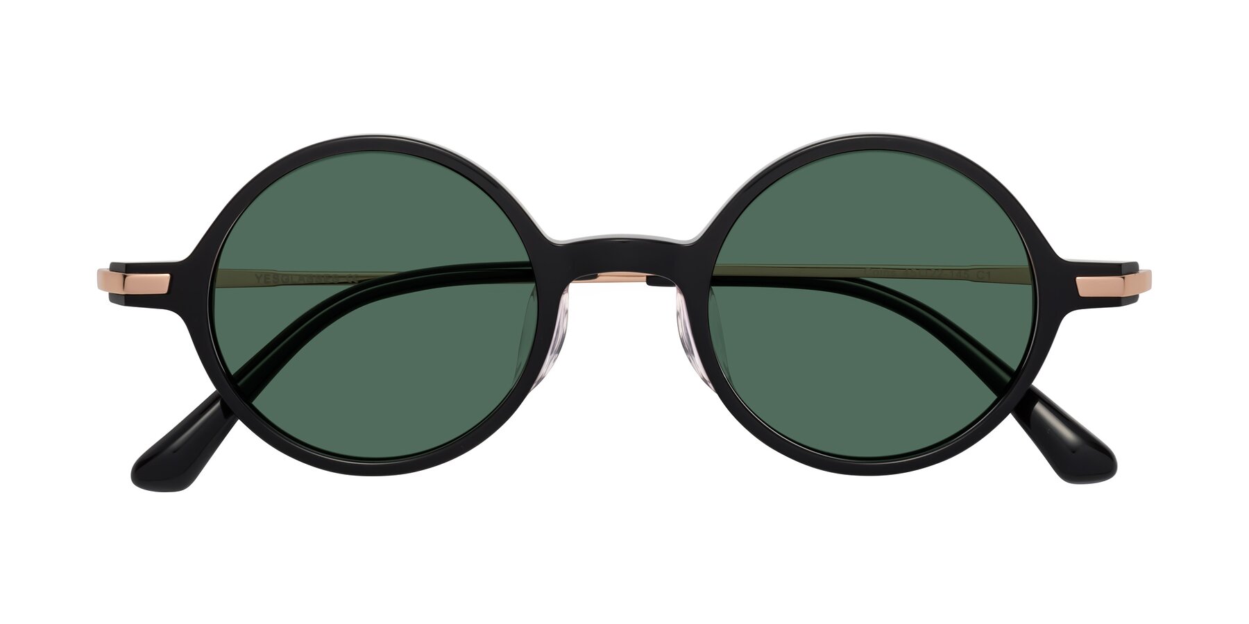 Folded Front of Coins in Black with Green Polarized Lenses