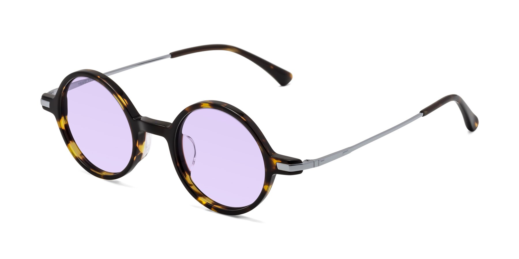 Angle of Coins in Tortoise with Light Purple Tinted Lenses