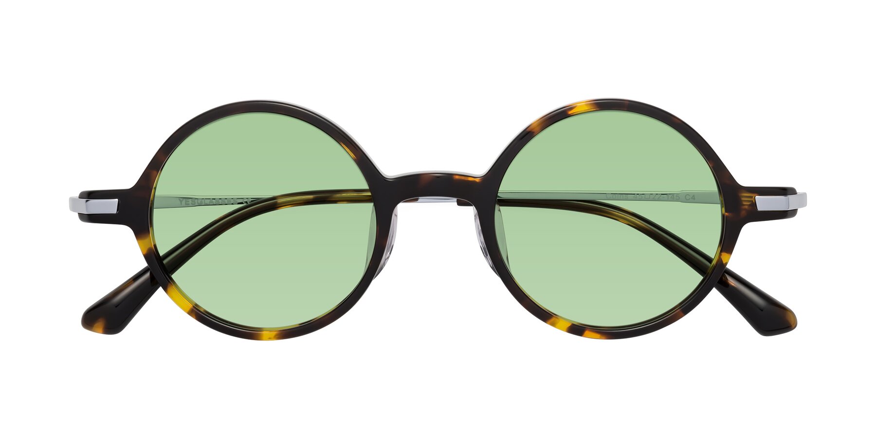 Folded Front of Coins in Tortoise with Medium Green Tinted Lenses