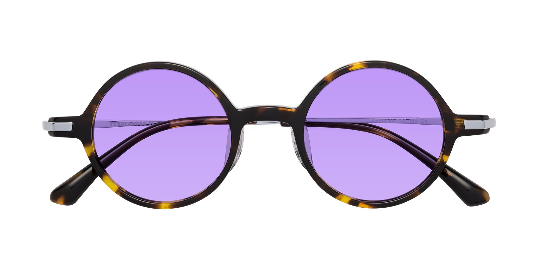 Folded Front of Coins in Tortoise with Medium Purple Tinted Lenses