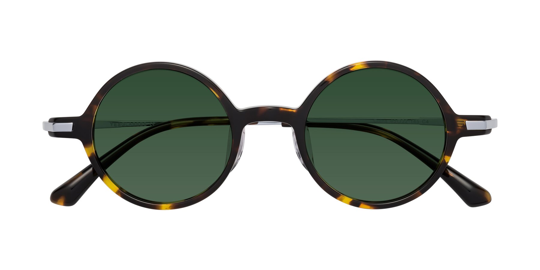 Folded Front of Coins in Tortoise with Green Tinted Lenses