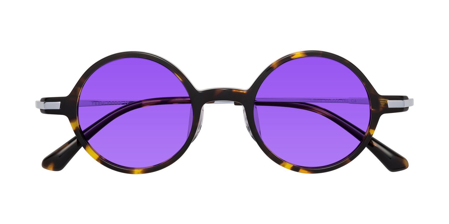 Folded Front of Coins in Tortoise with Purple Tinted Lenses