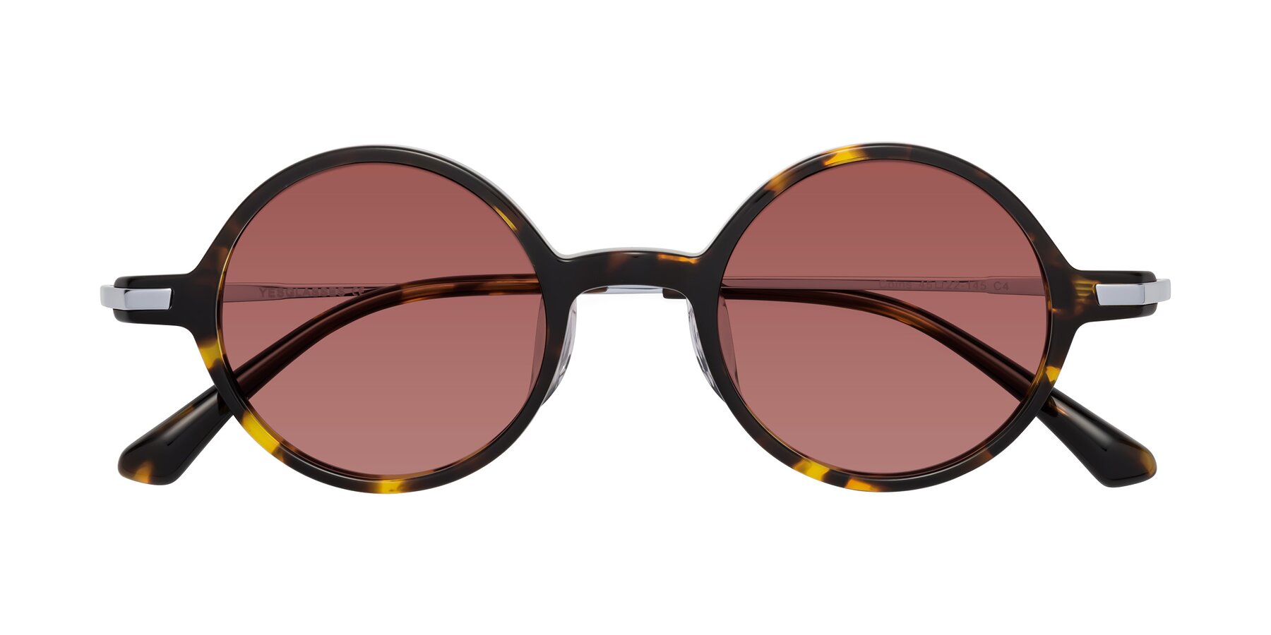 Folded Front of Coins in Tortoise with Garnet Tinted Lenses