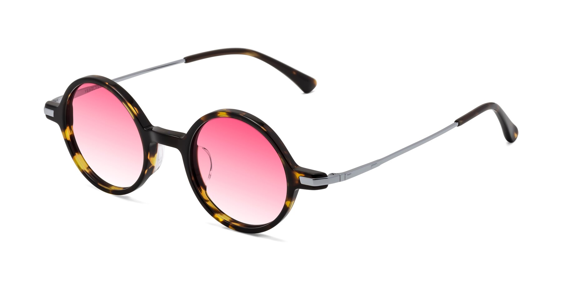 Angle of Coins in Tortoise with Pink Gradient Lenses