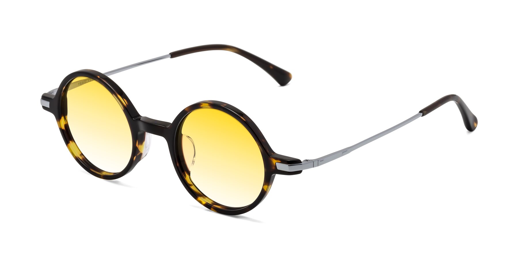 Angle of Coins in Tortoise with Yellow Gradient Lenses