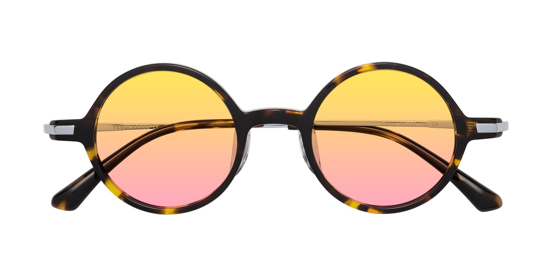 Folded Front of Coins in Tortoise with Yellow / Pink Gradient Lenses