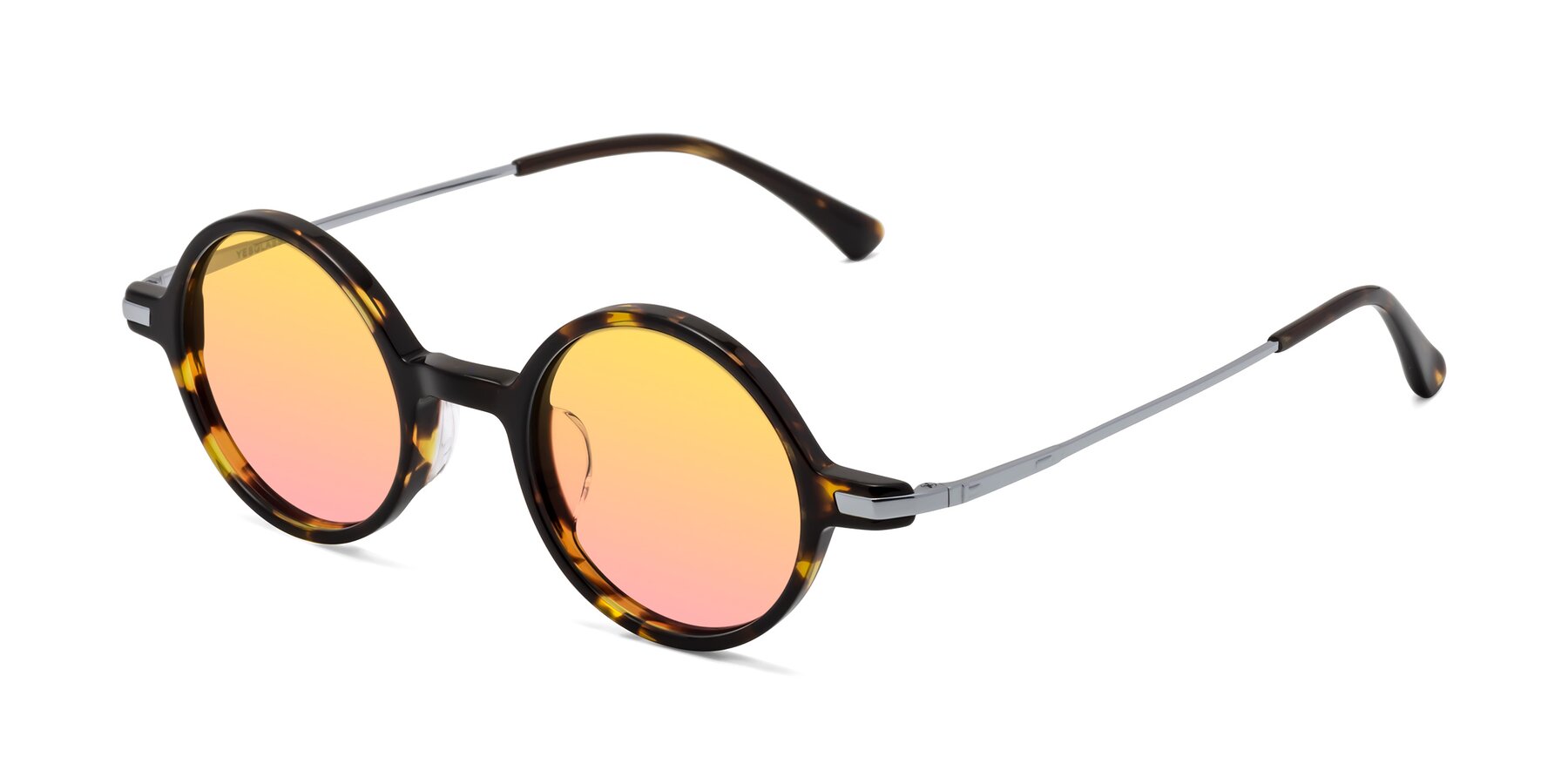 Angle of Coins in Tortoise with Yellow / Pink Gradient Lenses