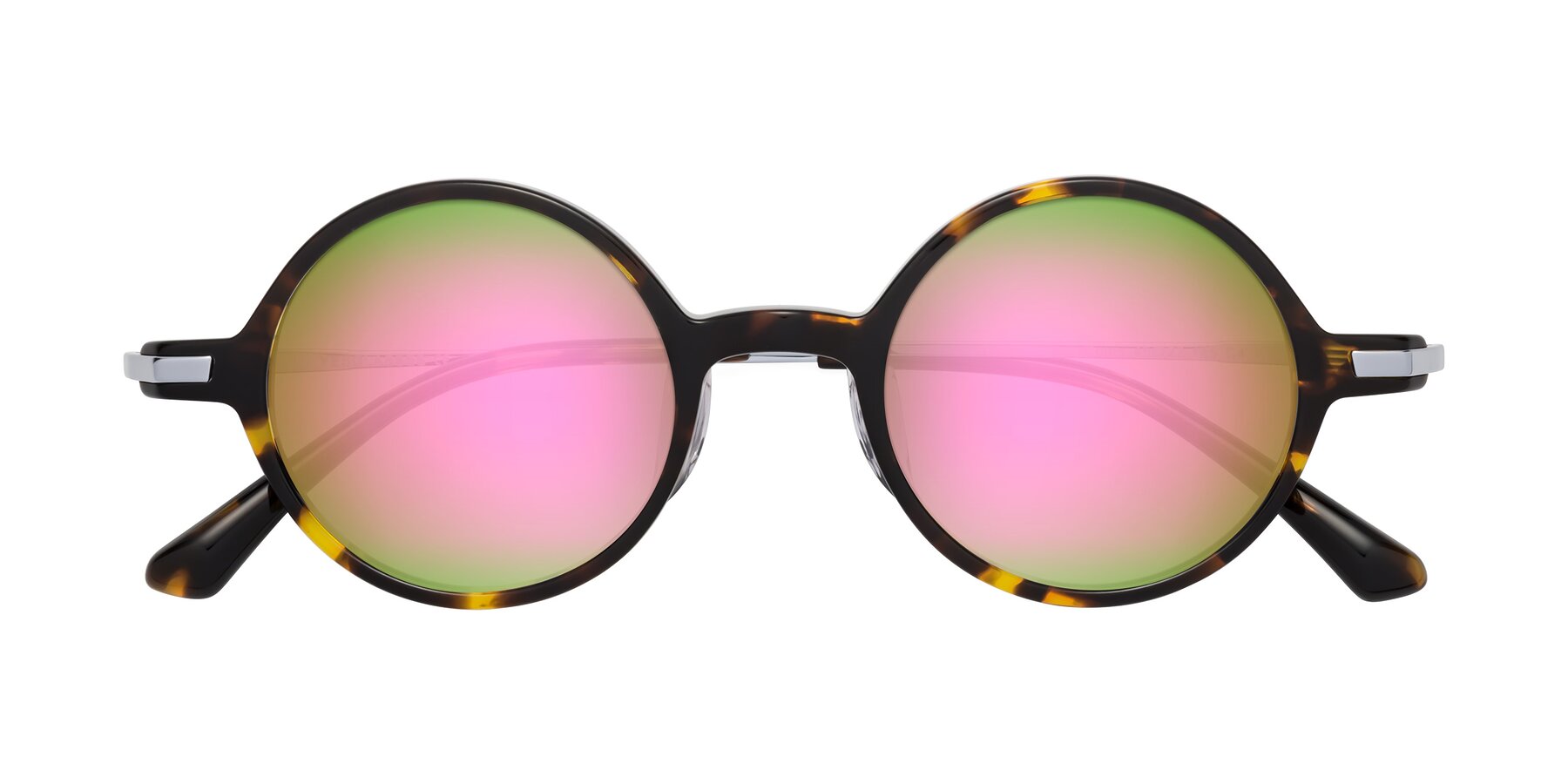 Folded Front of Coins in Tortoise with Pink Mirrored Lenses