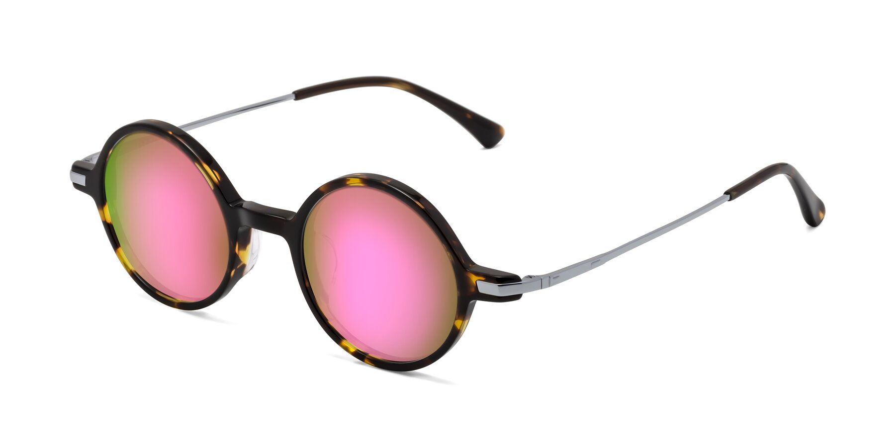 Angle of Coins in Tortoise with Pink Mirrored Lenses