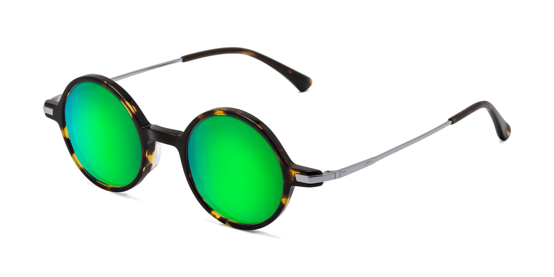 Angle of Coins in Tortoise with Green Mirrored Lenses