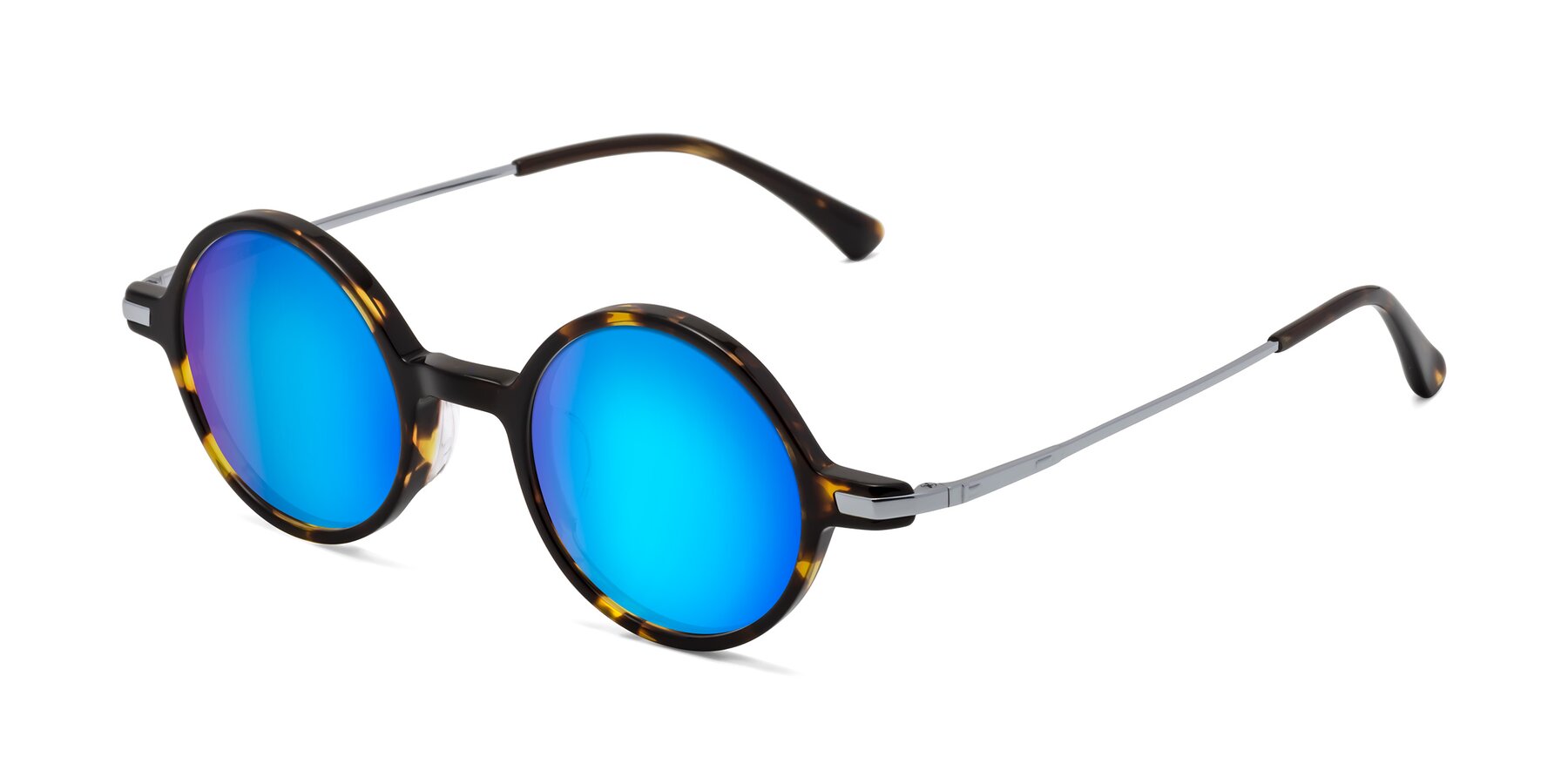 Angle of Coins in Tortoise with Blue Mirrored Lenses