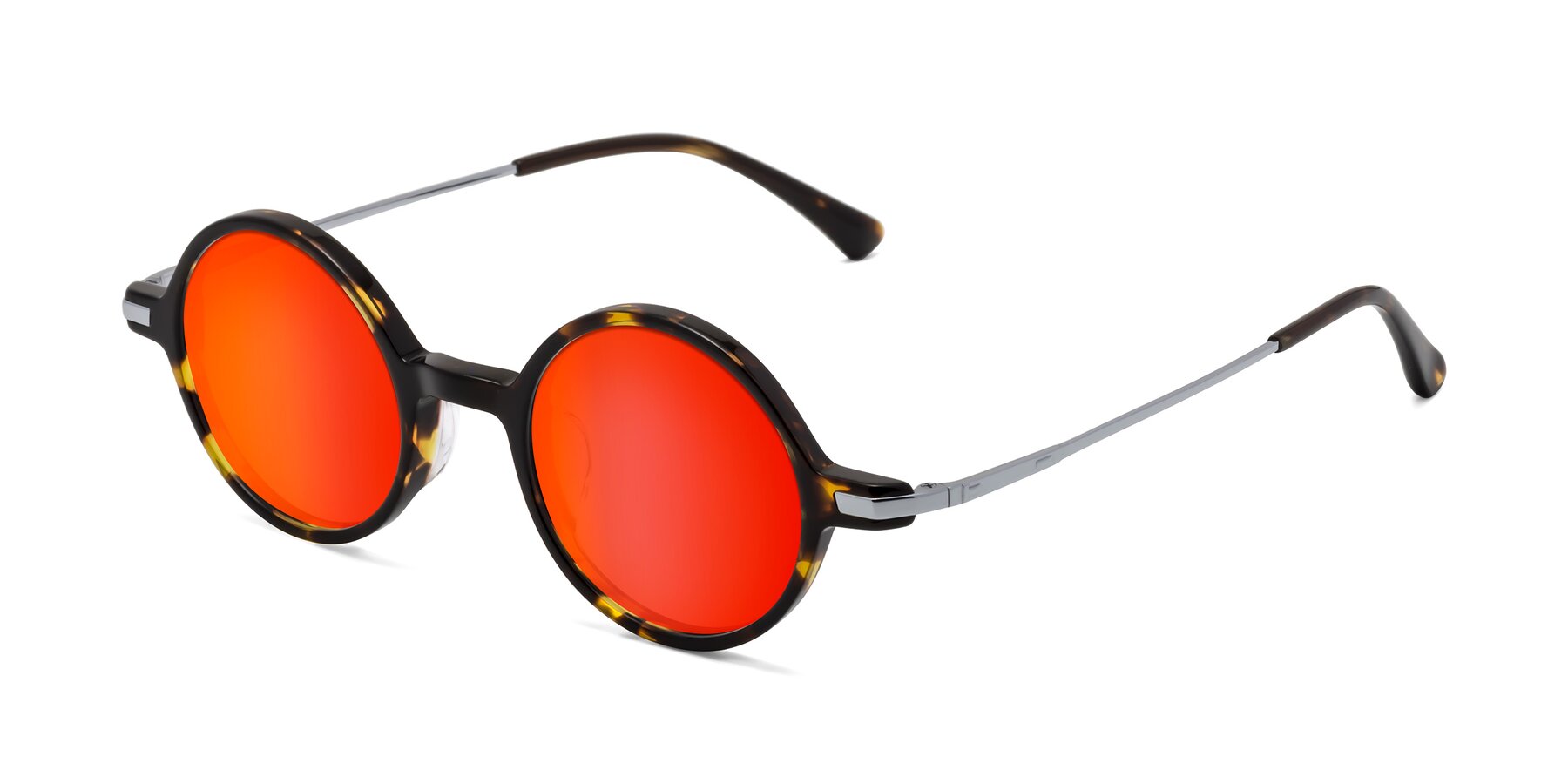 Angle of Coins in Tortoise with Red Gold Mirrored Lenses