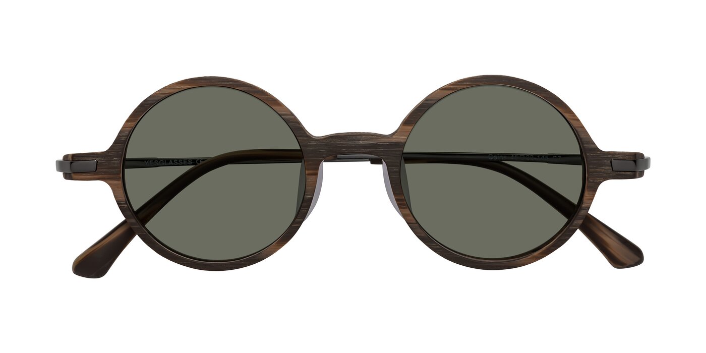 Coins - Brown Woodgrain Polarized Sunglasses