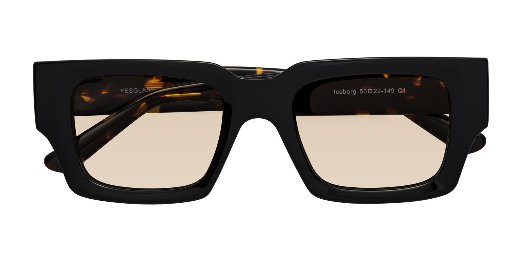 Folded Front of Iceberg in Black-Tortoise with Light Brown Tinted Lenses