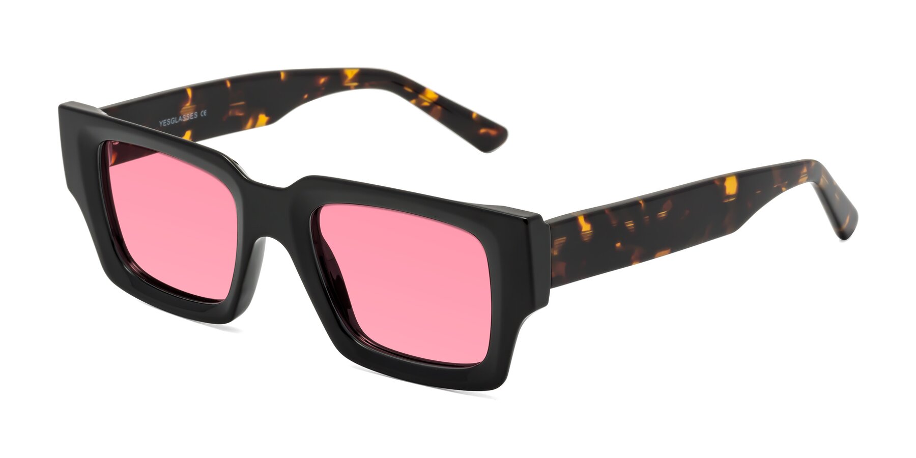 Angle of Iceberg in Black-Tortoise with Pink Tinted Lenses