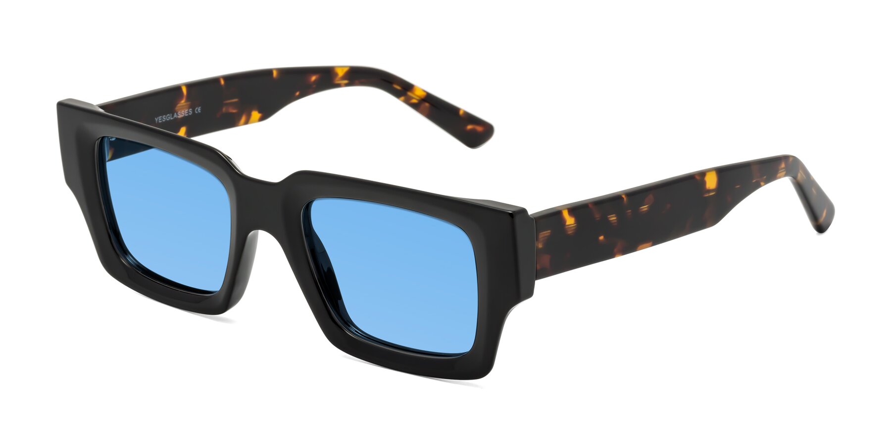 Angle of Iceberg in Black-Tortoise with Medium Blue Tinted Lenses