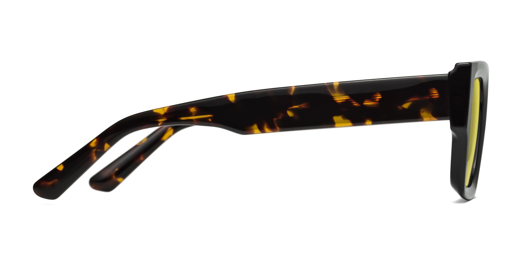 Side of Iceberg in Black-Tortoise with Medium Yellow Tinted Lenses