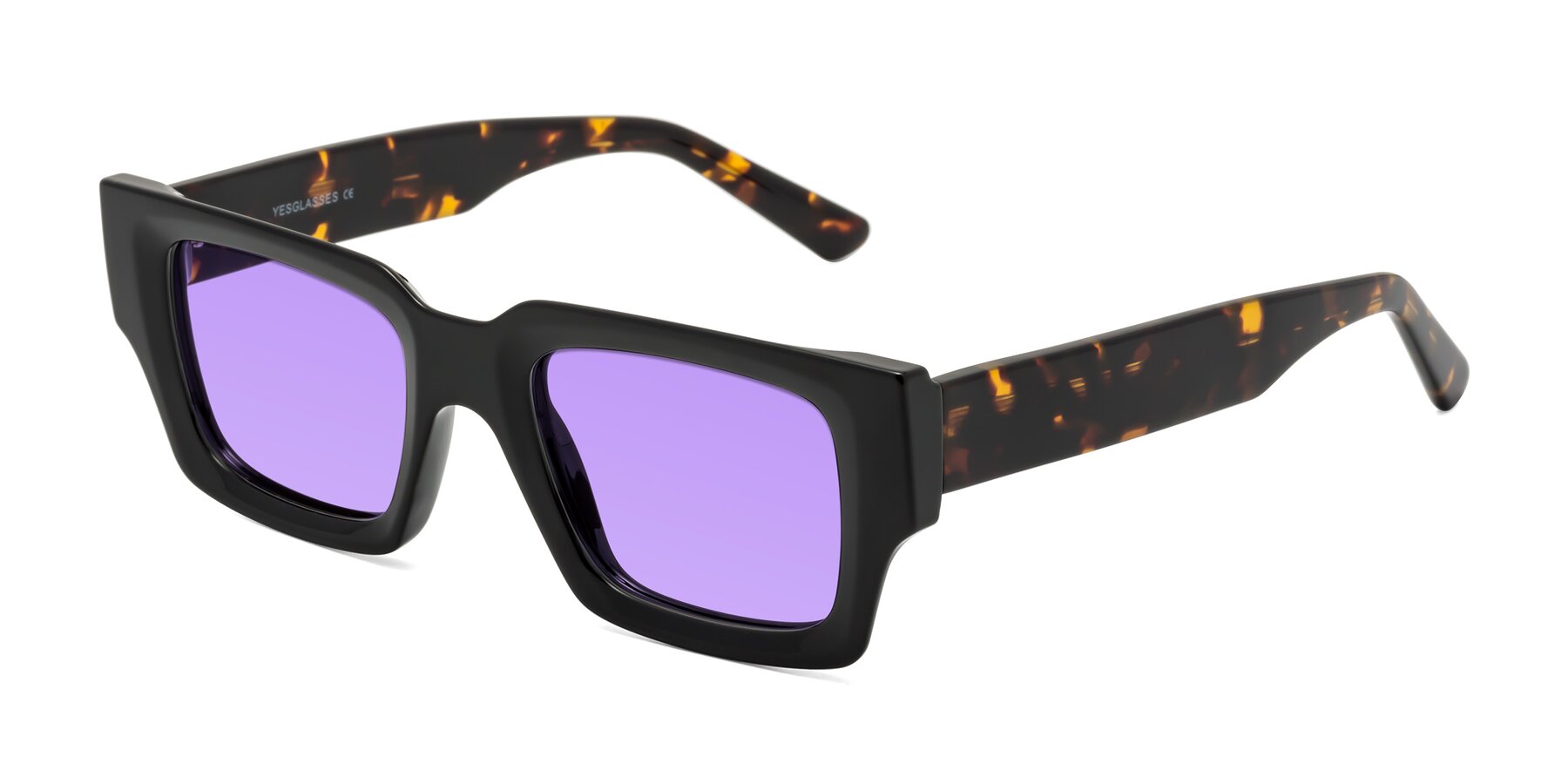 Angle of Iceberg in Black-Tortoise with Medium Purple Tinted Lenses