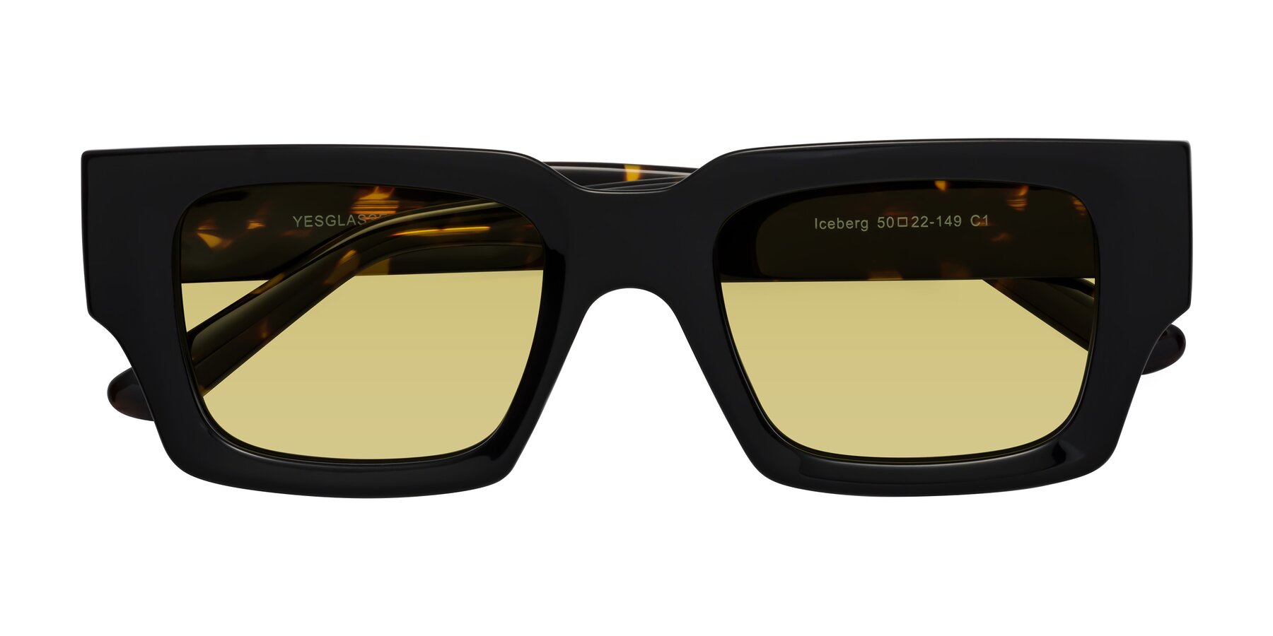 Folded Front of Iceberg in Black-Tortoise with Medium Champagne Tinted Lenses