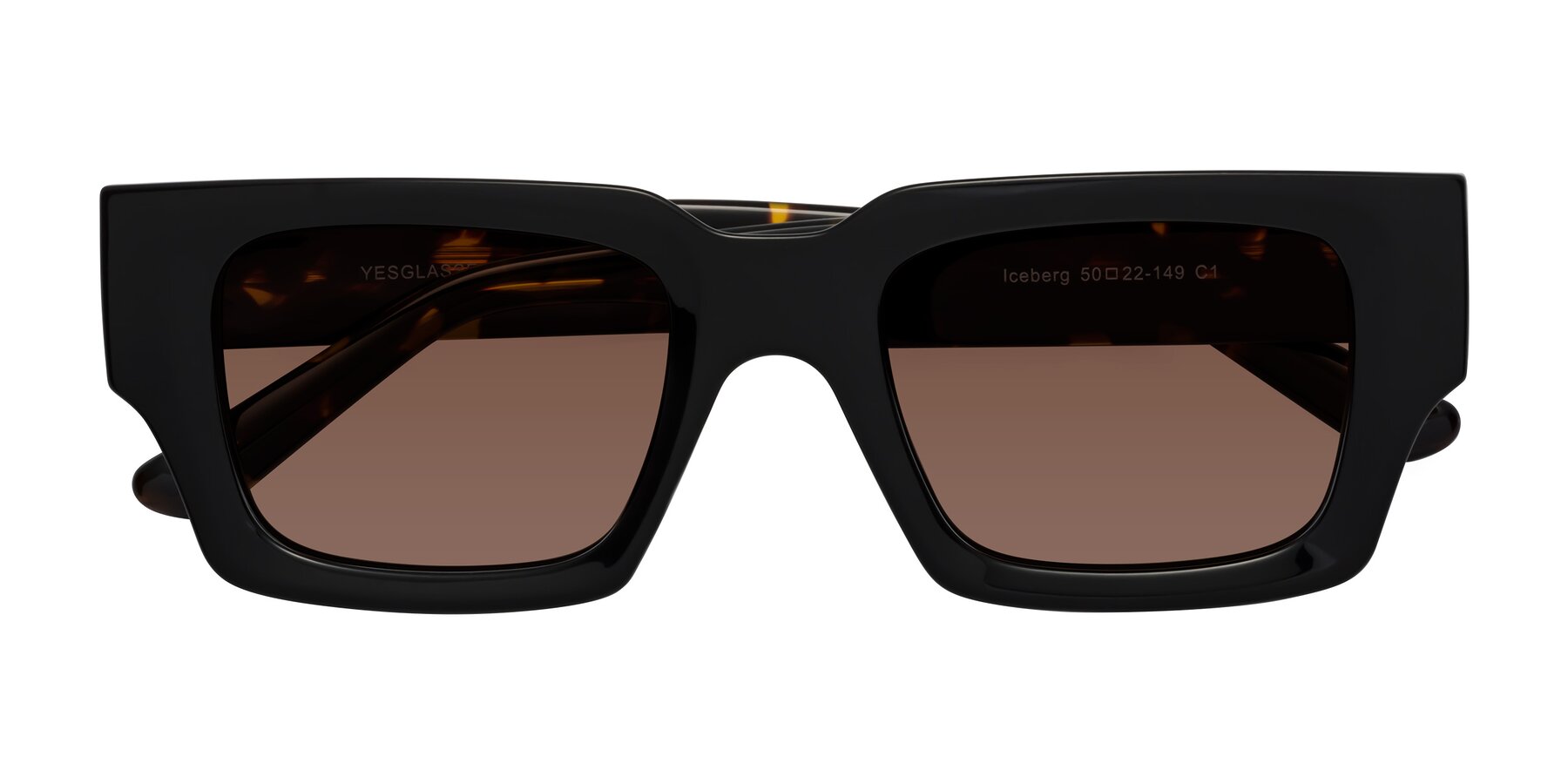 Folded Front of Iceberg in Black-Tortoise with Brown Tinted Lenses