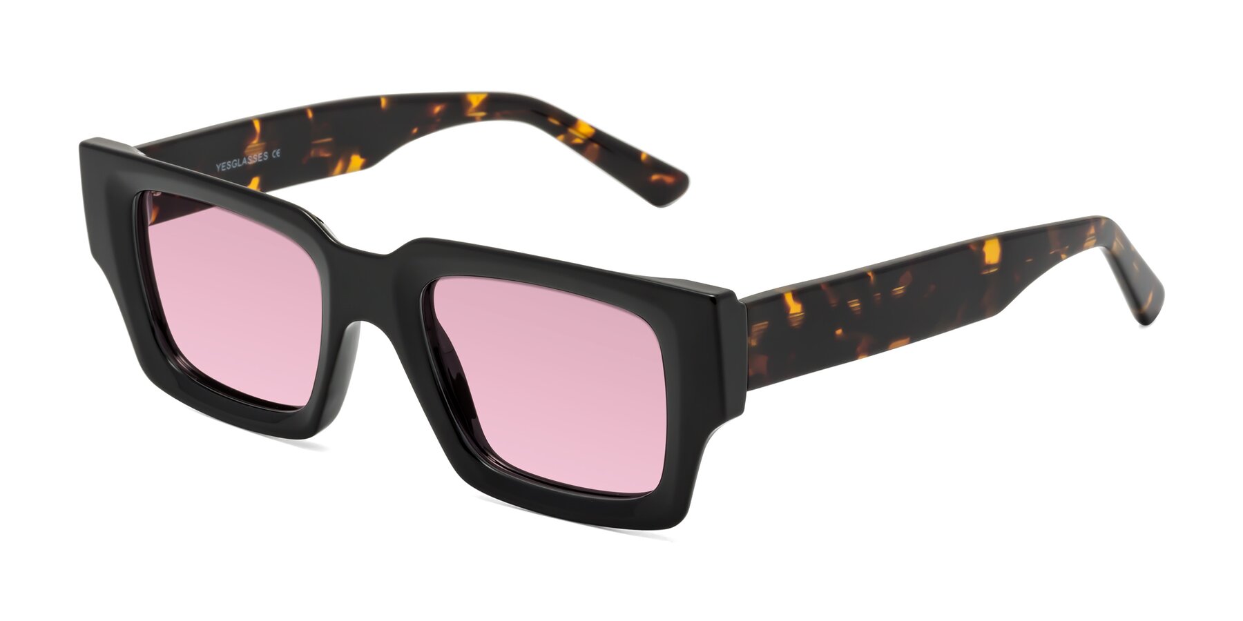 Angle of Iceberg in Black-Tortoise with Light Wine Tinted Lenses