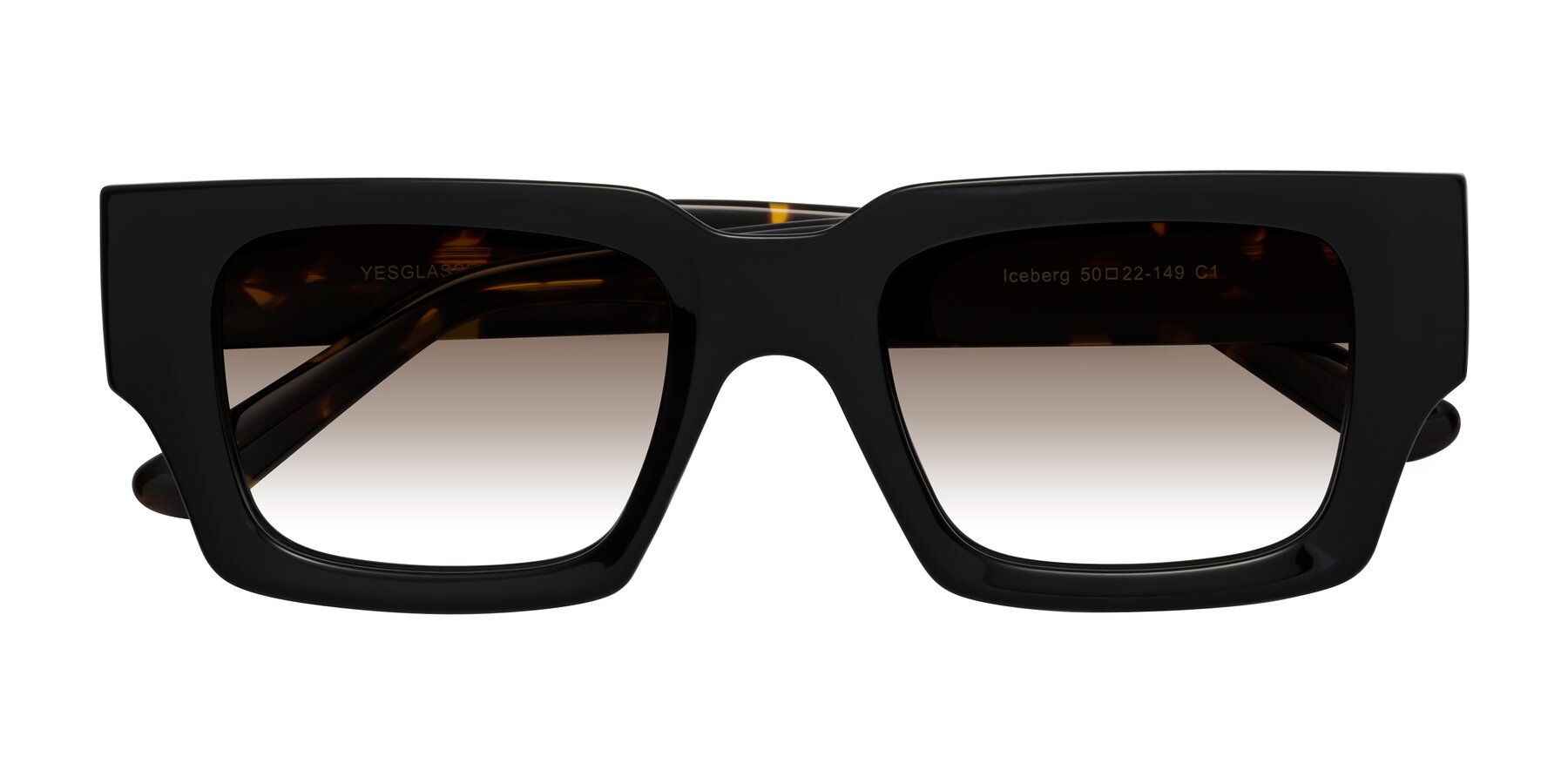 Folded Front of Iceberg in Black-Tortoise with Brown Gradient Lenses