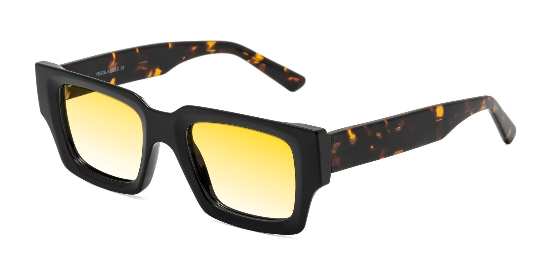 Angle of Iceberg in Black-Tortoise with Yellow Gradient Lenses