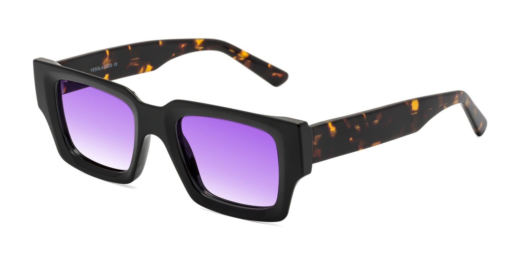 Angle of Iceberg in Black-Tortoise with Purple Gradient Lenses