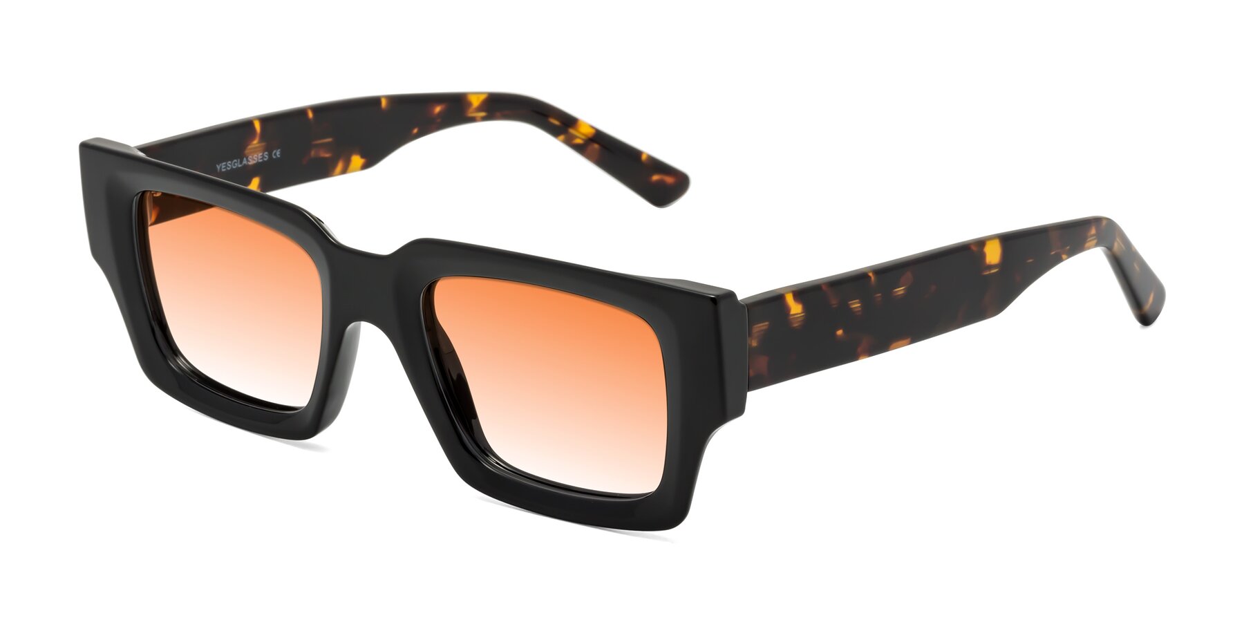 Angle of Iceberg in Black-Tortoise with Orange Gradient Lenses