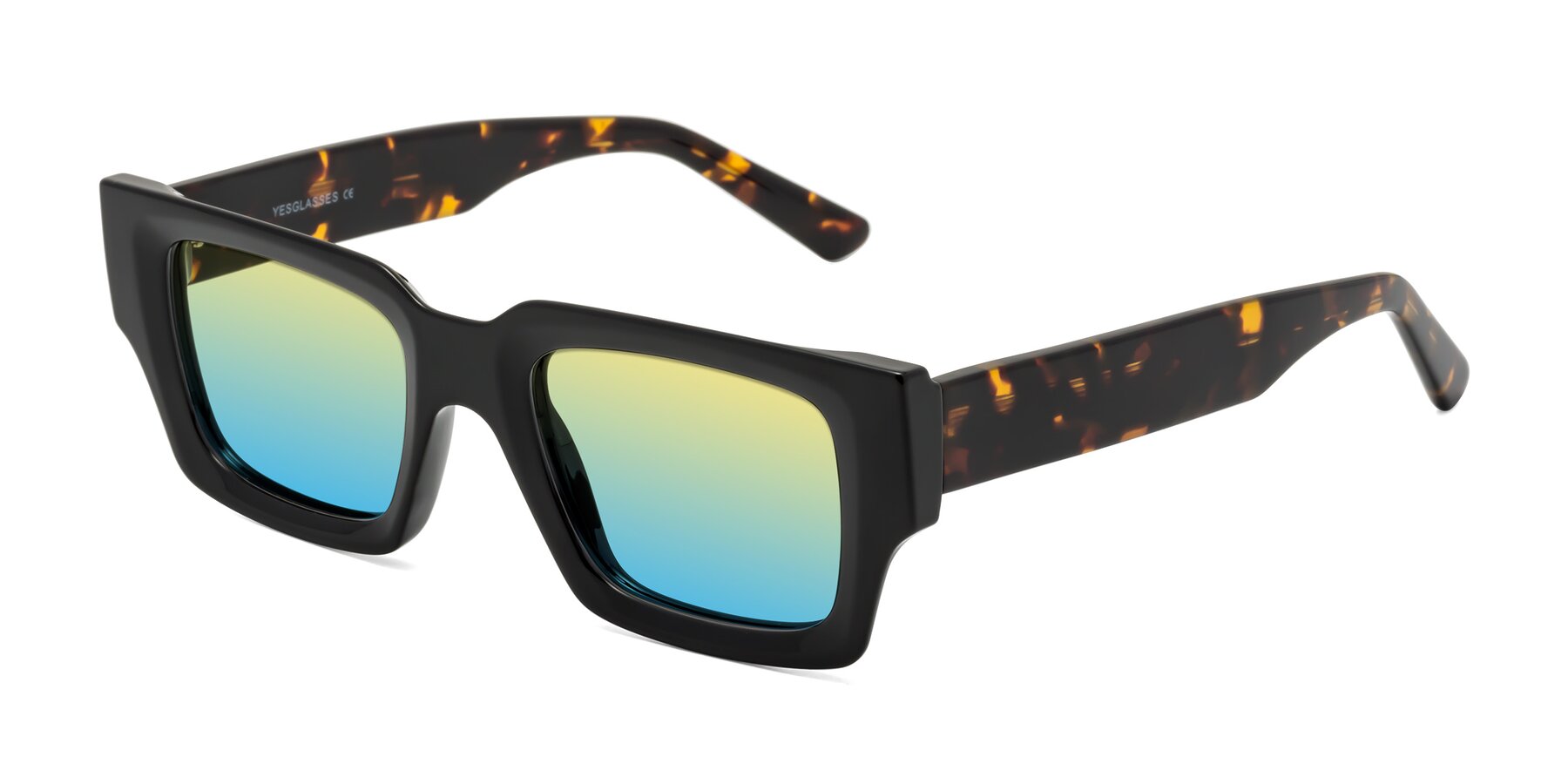 Angle of Iceberg in Black-Tortoise with Yellow / Blue Gradient Lenses