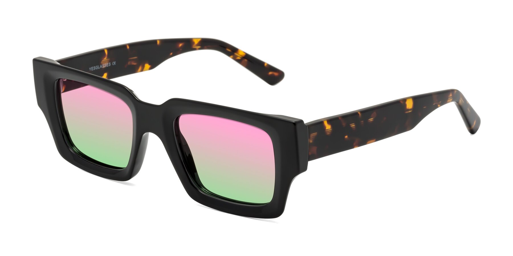 Angle of Iceberg in Black-Tortoise with Pink / Green Gradient Lenses