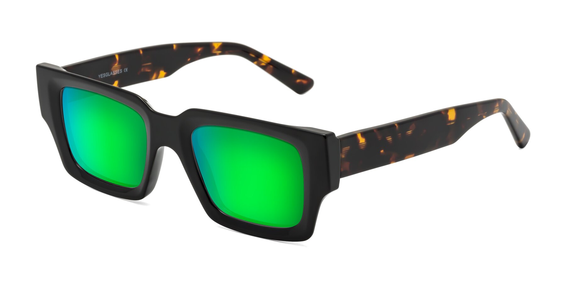 Angle of Iceberg in Black-Tortoise with Green Mirrored Lenses