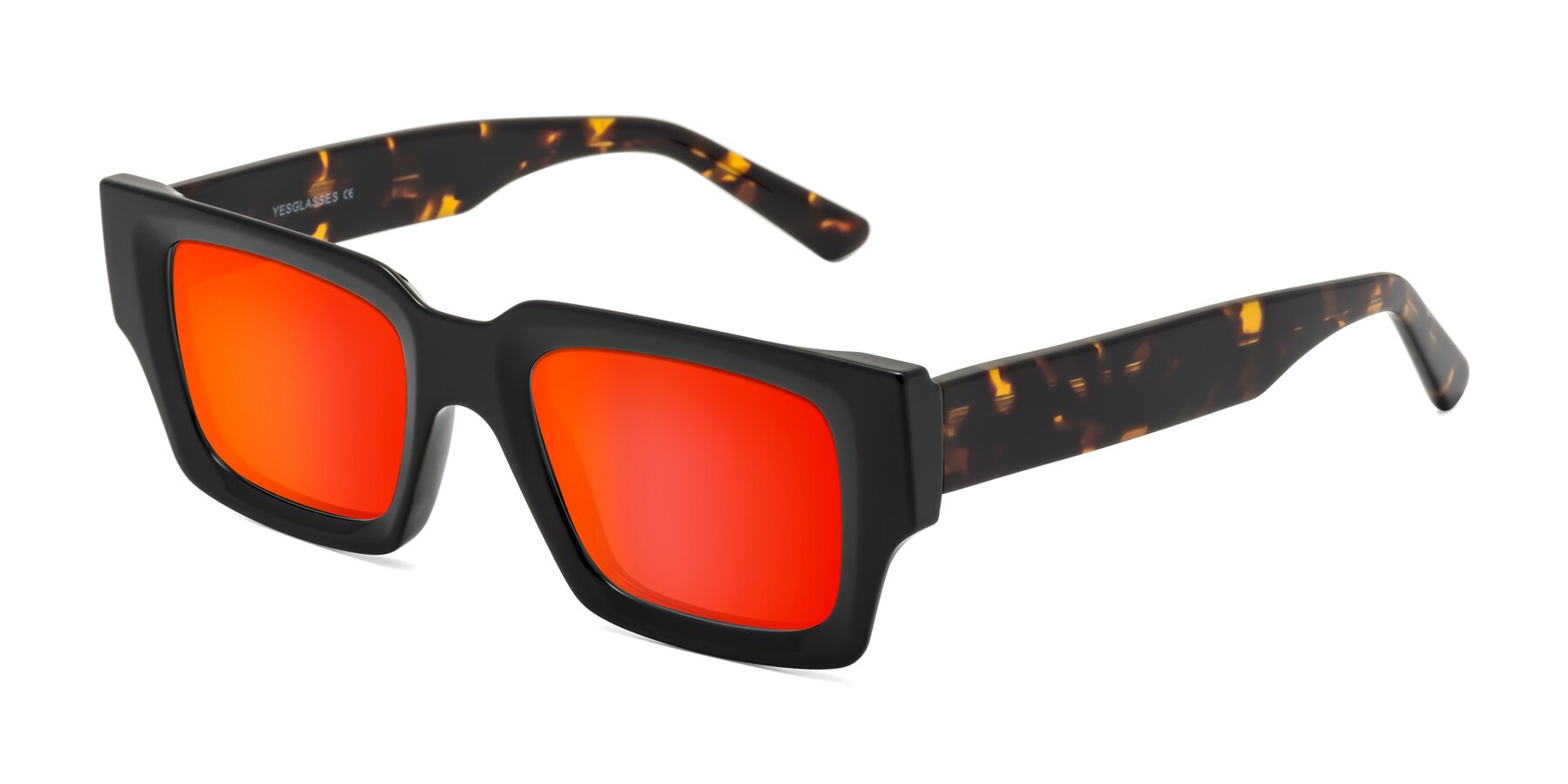 Angle of Iceberg in Black-Tortoise with Red Gold Mirrored Lenses