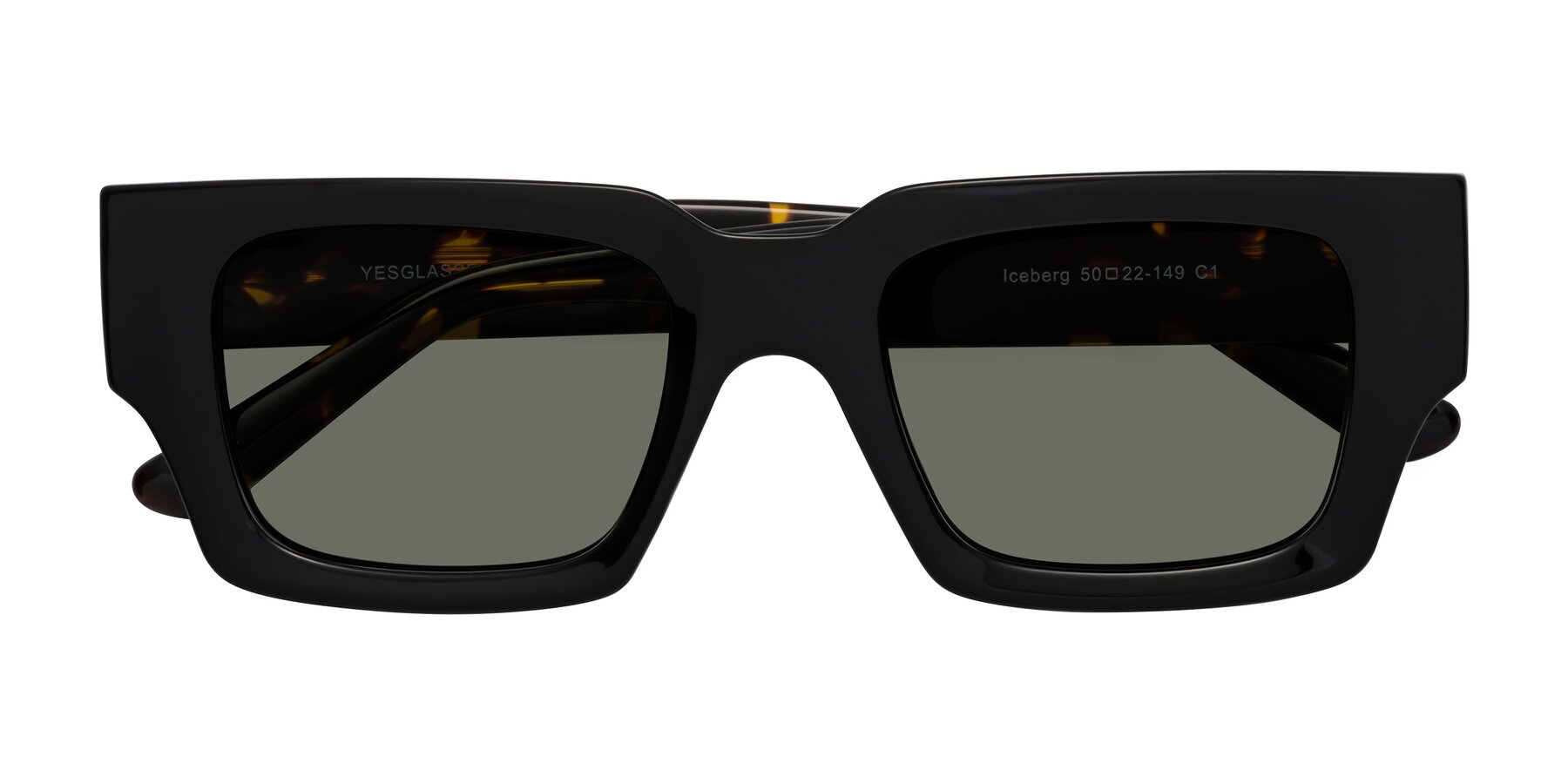 Folded Front of Iceberg in Black-Tortoise with Gray Polarized Lenses