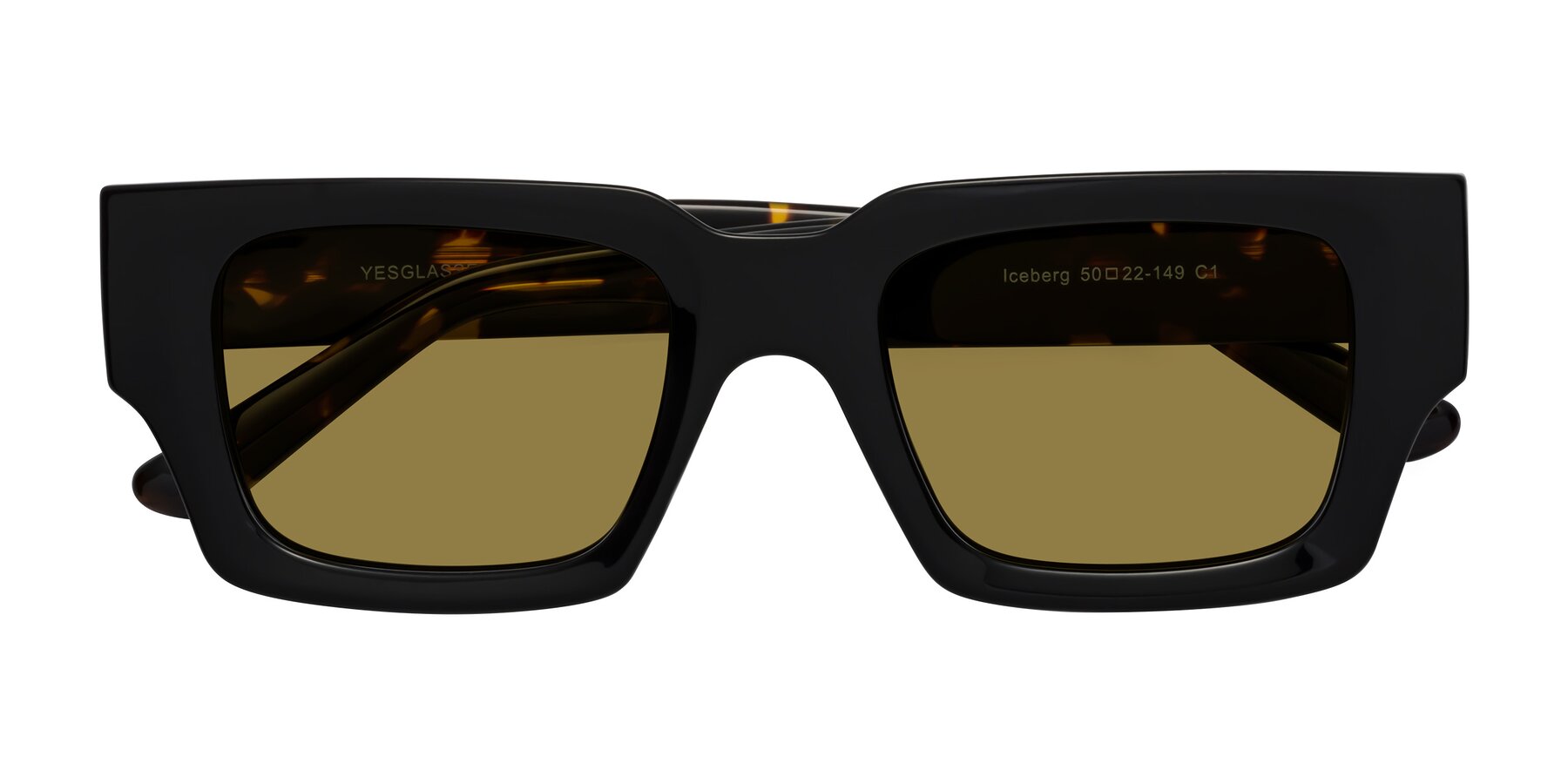 Folded Front of Iceberg in Black-Tortoise with Brown Polarized Lenses