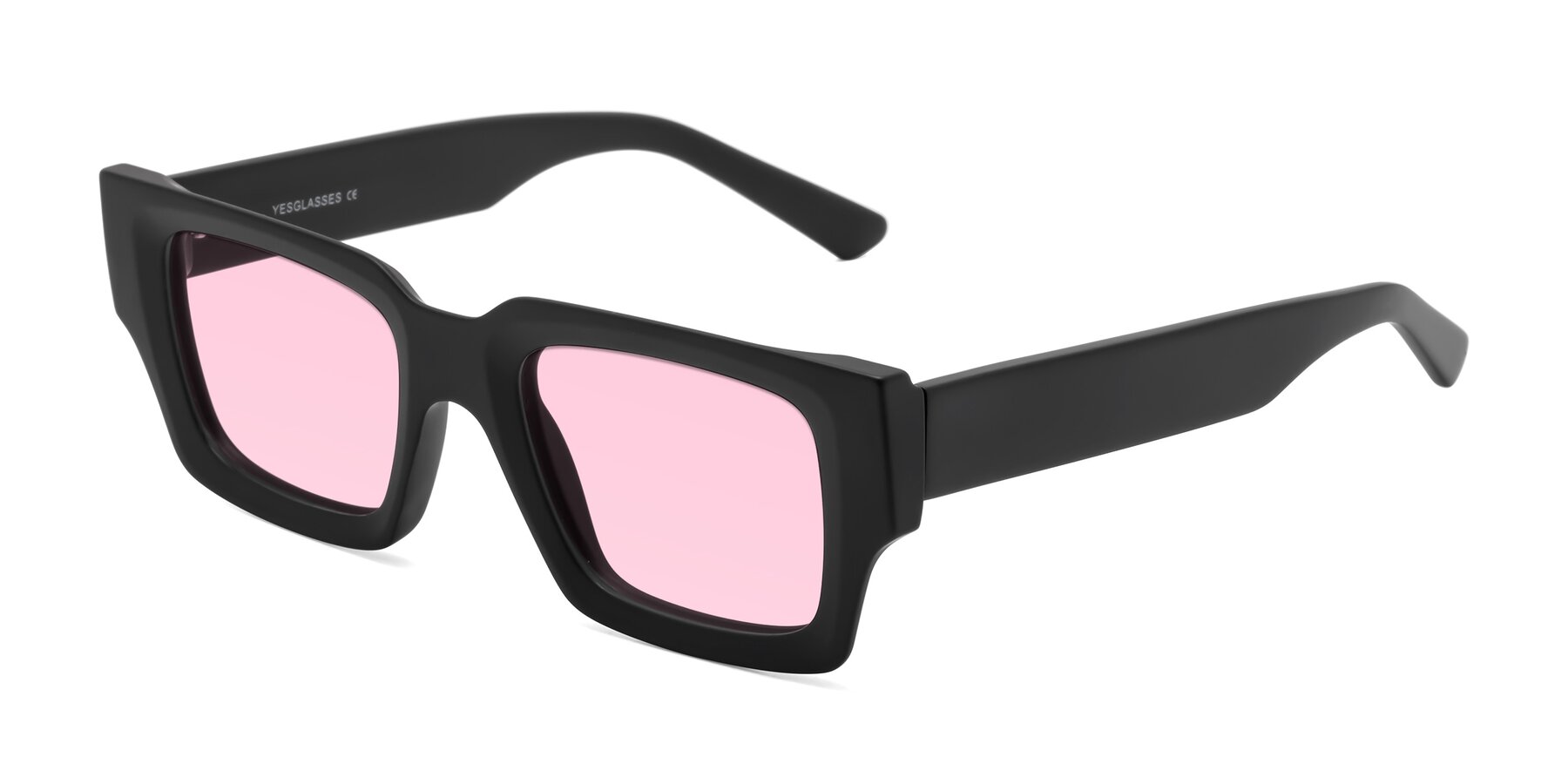 Angle of Iceberg in Matte Black with Light Pink Tinted Lenses