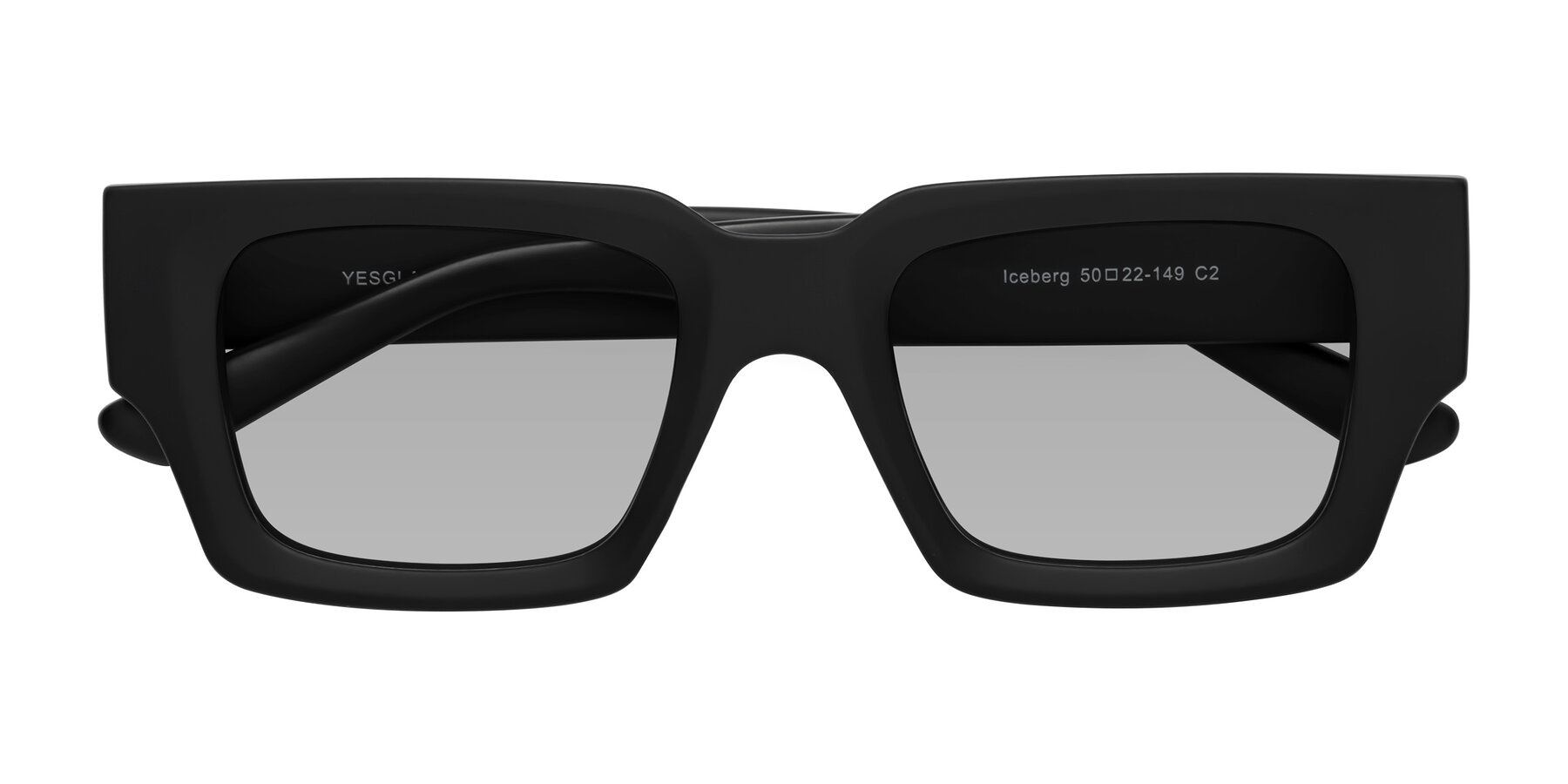 Folded Front of Iceberg in Matte Black with Light Gray Tinted Lenses