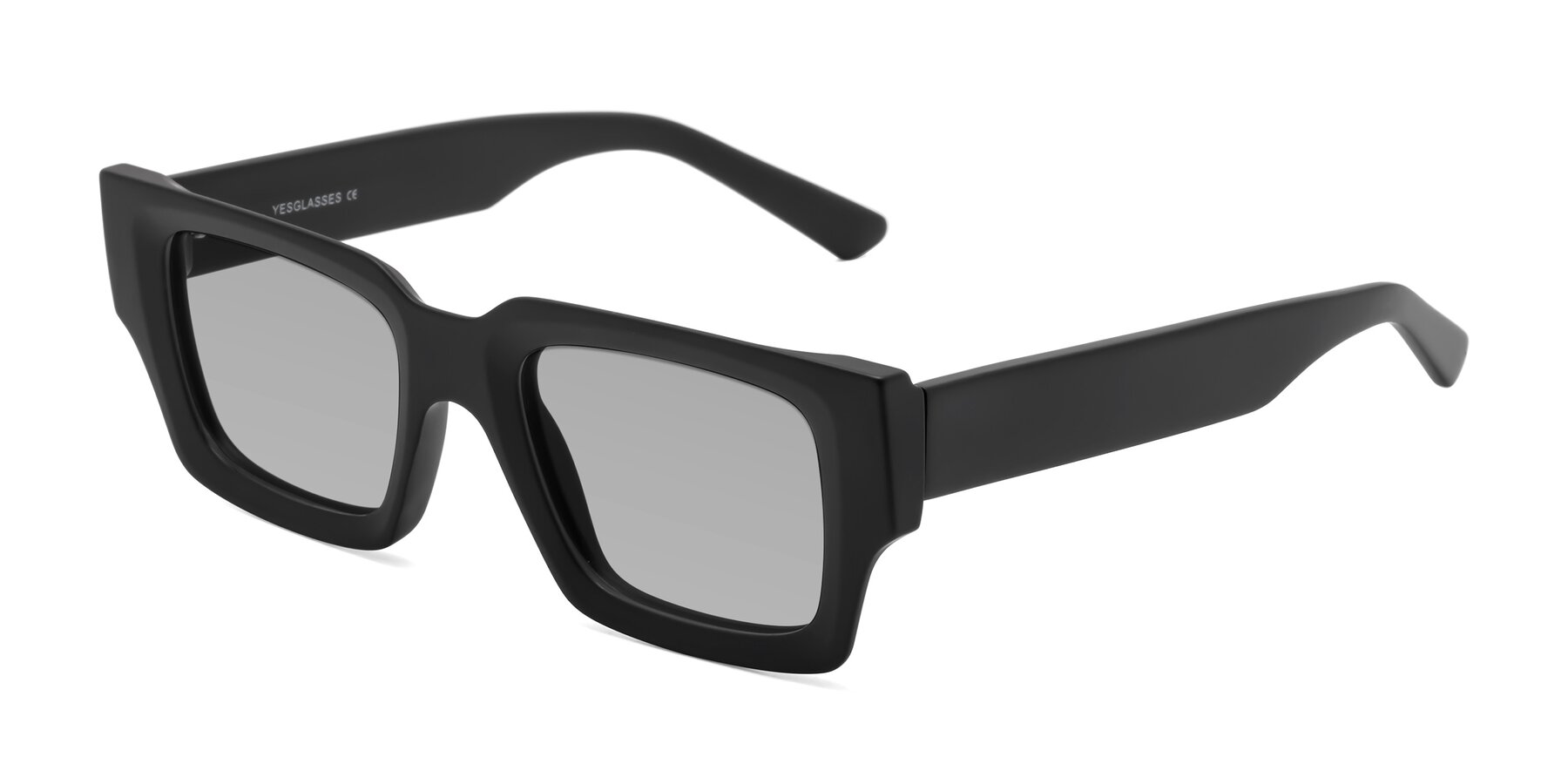 Angle of Iceberg in Matte Black with Light Gray Tinted Lenses