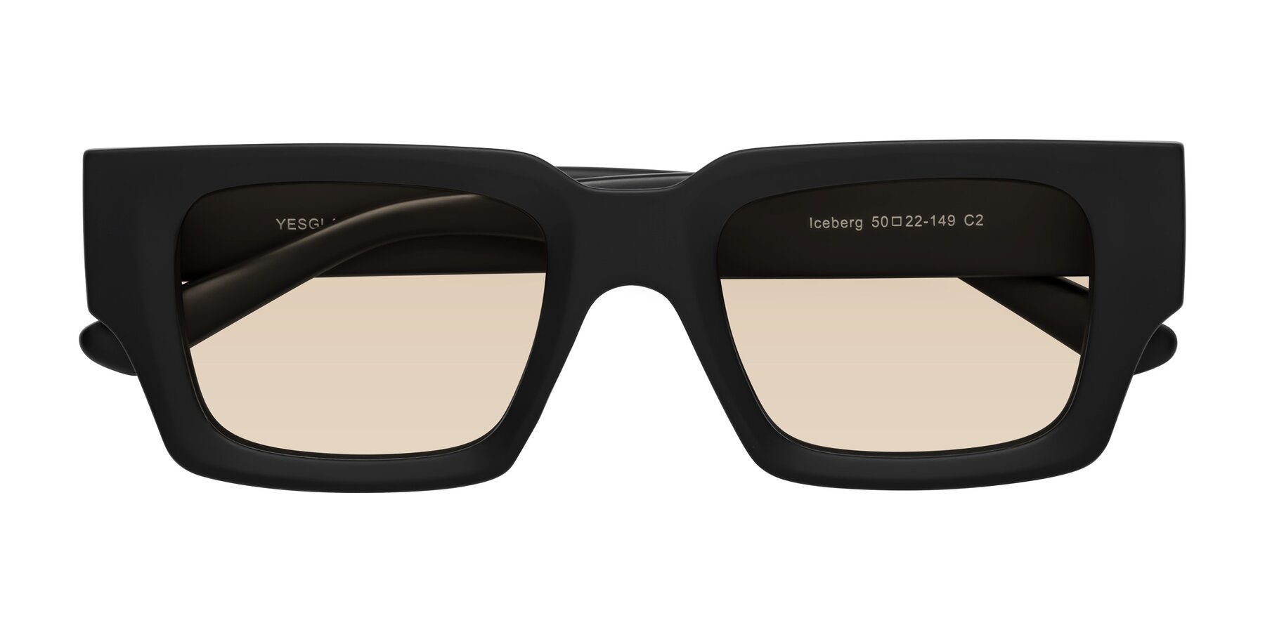 Folded Front of Iceberg in Matte Black with Light Brown Tinted Lenses