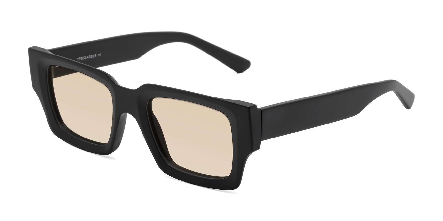 Angle of Iceberg in Matte Black with Light Brown Tinted Lenses