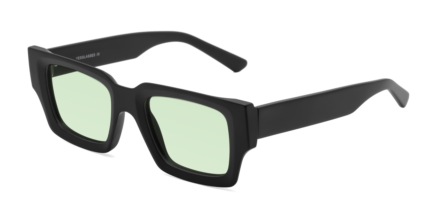 Angle of Iceberg in Matte Black with Light Green Tinted Lenses