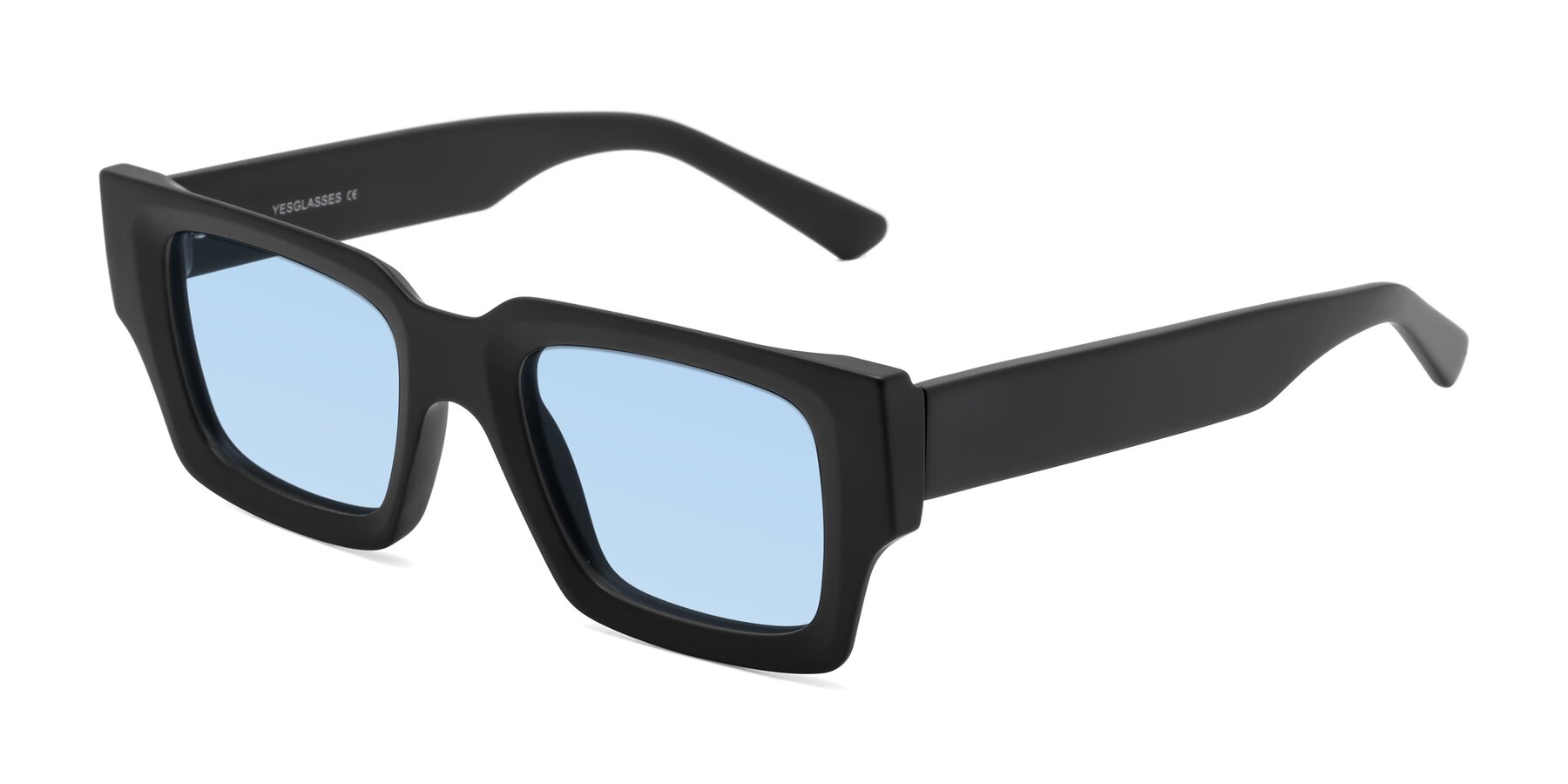 Angle of Iceberg in Matte Black with Light Blue Tinted Lenses