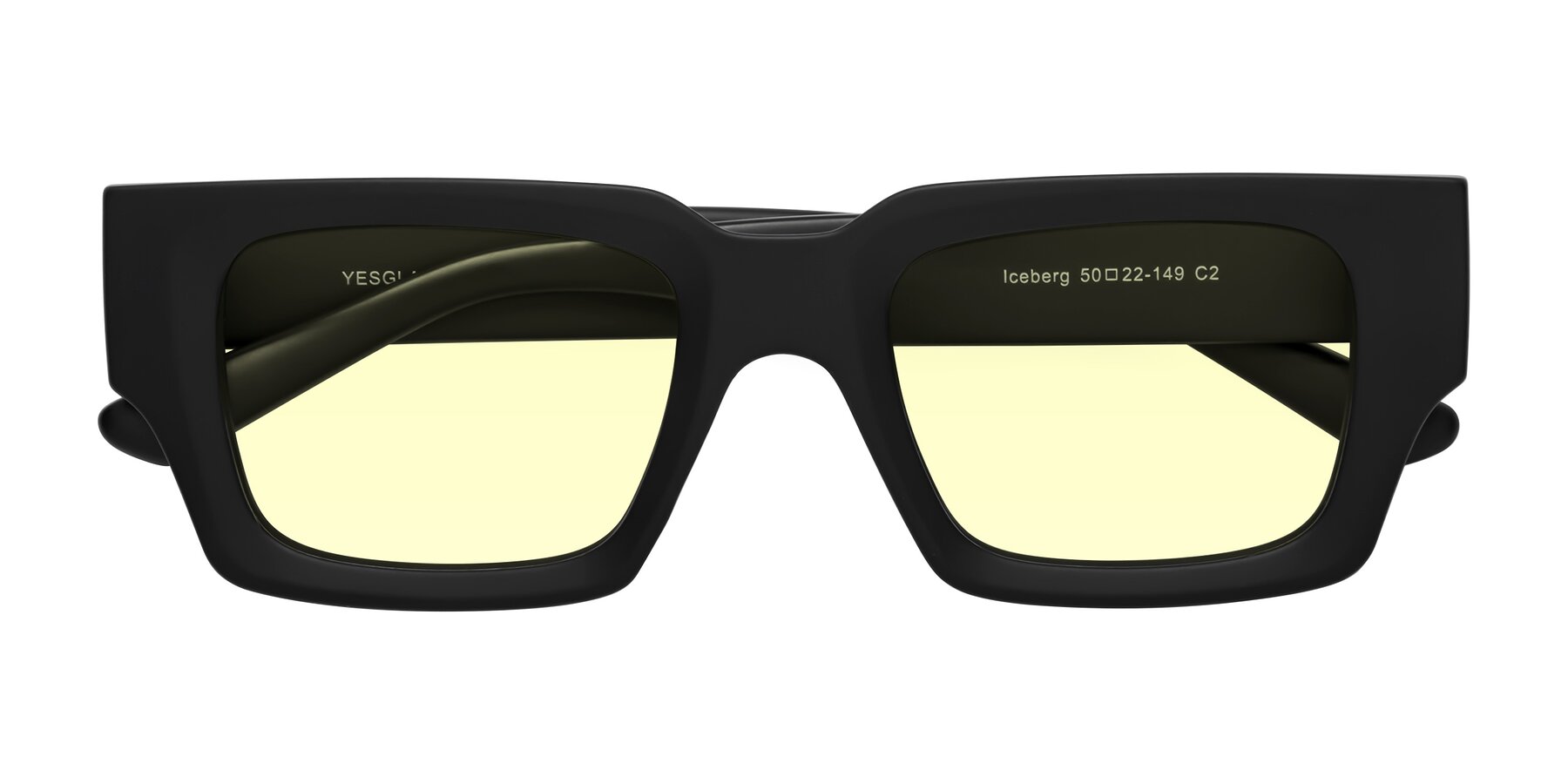 Folded Front of Iceberg in Matte Black with Light Yellow Tinted Lenses