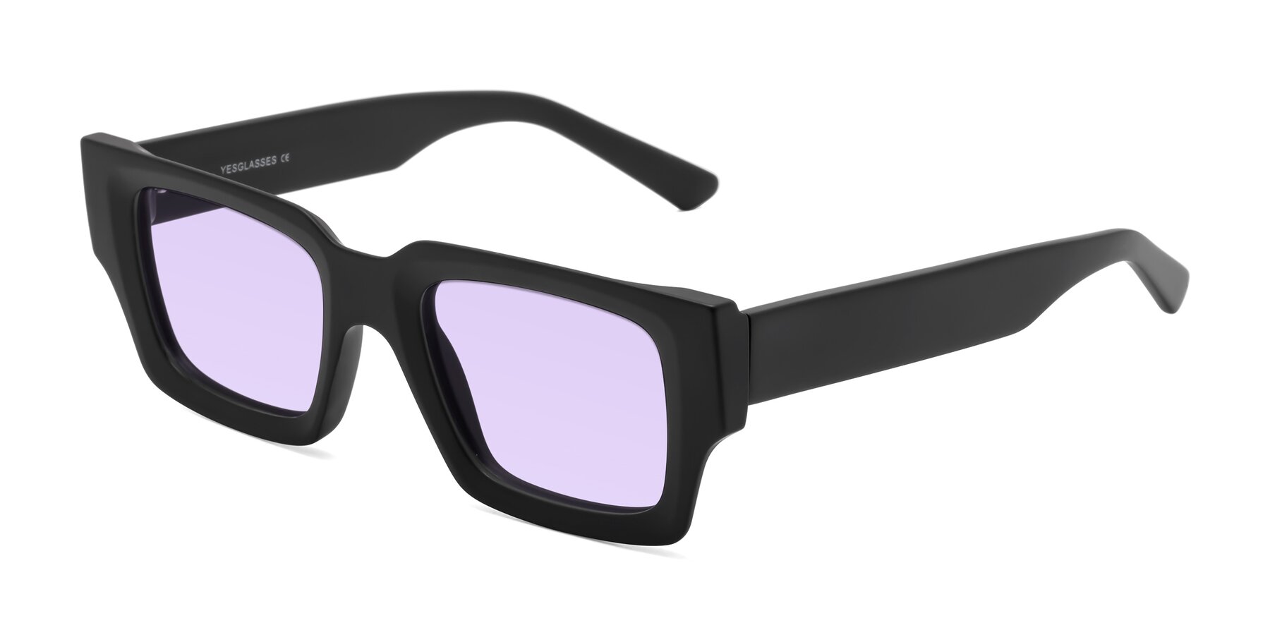 Angle of Iceberg in Matte Black with Light Purple Tinted Lenses