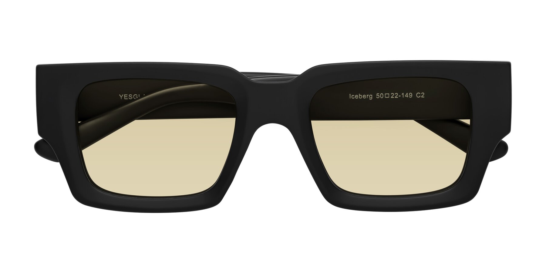 Folded Front of Iceberg in Matte Black with Light Champagne Tinted Lenses